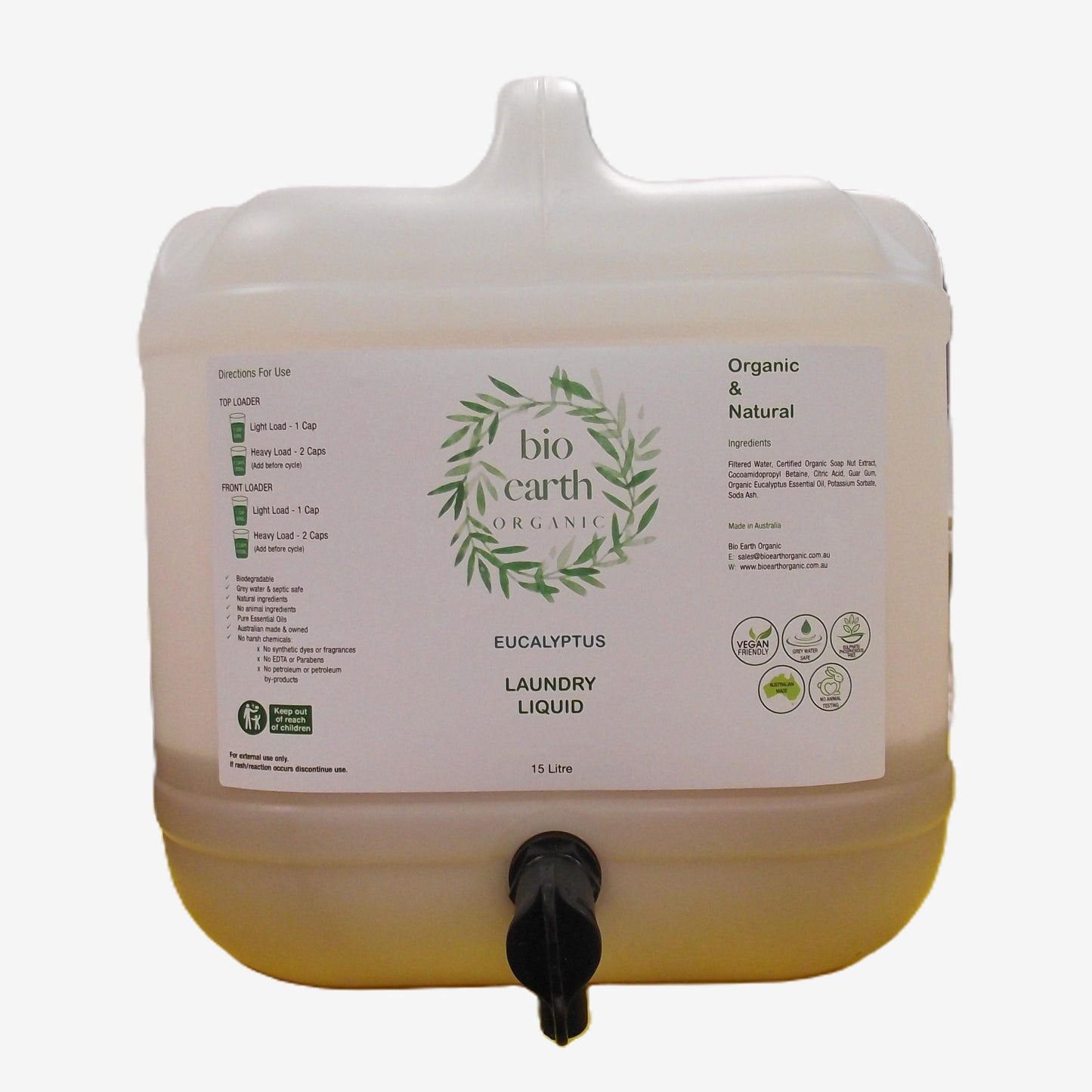 Bio Earth Organic Laundry Liquid 15 Litre BULK